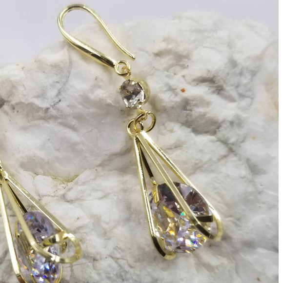 Shine Crystal Drop Dangle Earrings - Picture 2 of 2